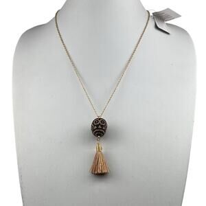 Morena Corazon Pineda Covalin Beaded Skull Necklace with Tassel 21" NWT